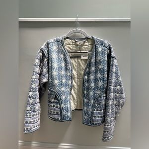 Free People Kara Quilted printed cardigan/jacket in Pacific Combo, NWT